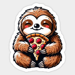 Cute Sloth with a Slice of Pizza Sticker